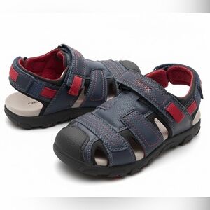 Geox Rugged Sturdy Support Closed Toe Sporty Kids Blue Red Sandals Size 1 EUR 32